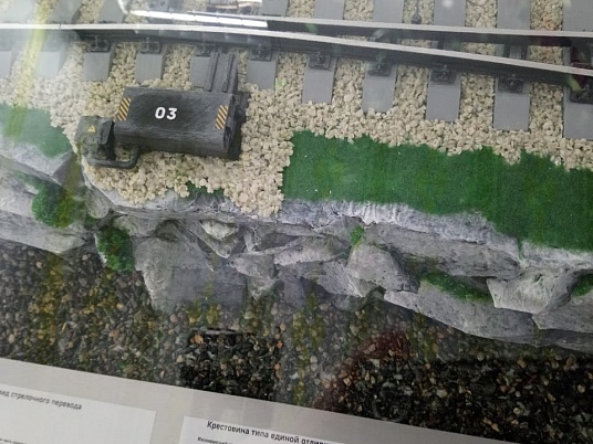 Действующий макет одиночного стрелочного перевода